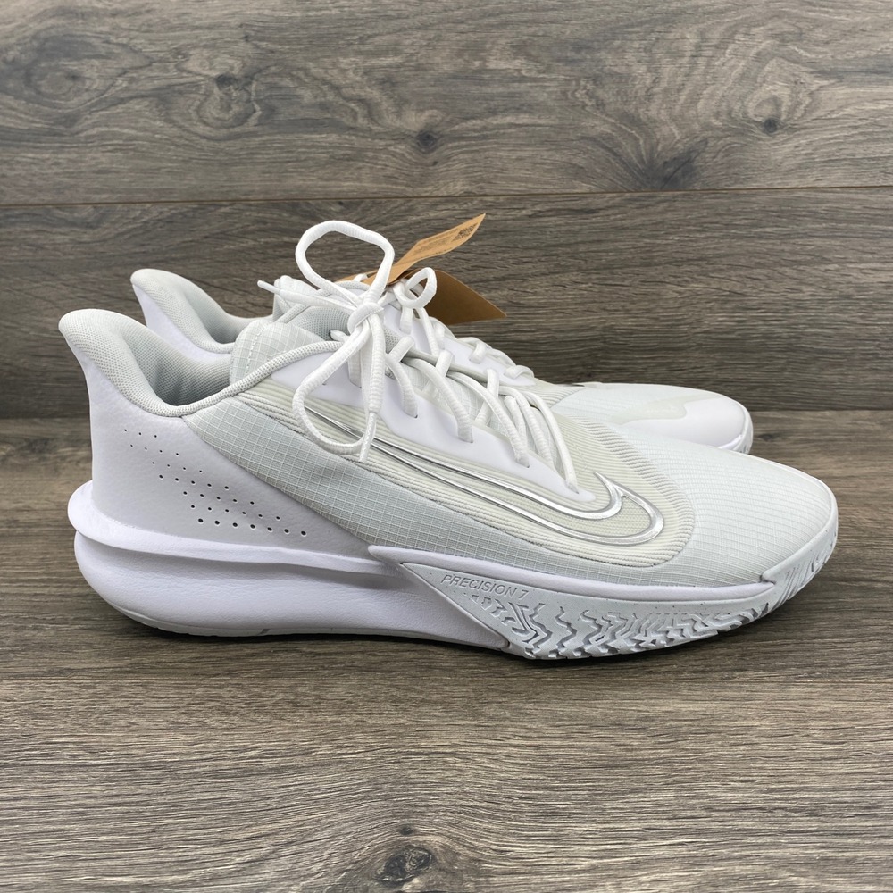 Nike Precision 7 Basketball Shoes Mens 13 White Metallic Silver FN4322-100